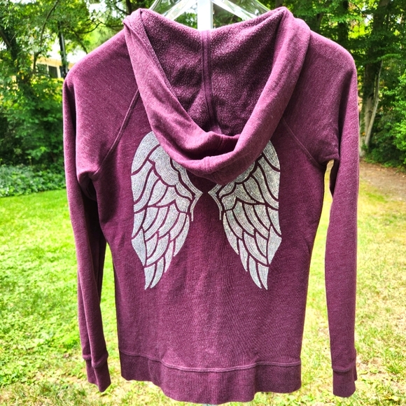 Victoria's Secret Heathered Plum Hoodie w/Angel Supermodel Wings- Women's Medium - Picture 1 of 5